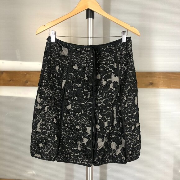 Annette GORTZ Lian Black Textured Wool Blend Pleated A-Line Lined Skirt EU 36 - Picture 2 of 10